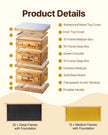 VEVOR Bee Hive 30 Frame Bee Hives Starter Kit, Beeswax Coated Fir Wood, 2 Deep + 1 Medium Bee Boxes Langstroth Beehive Kit, Transparent Acrylic Windows with Foundations for Beginners Pro Beekeepers