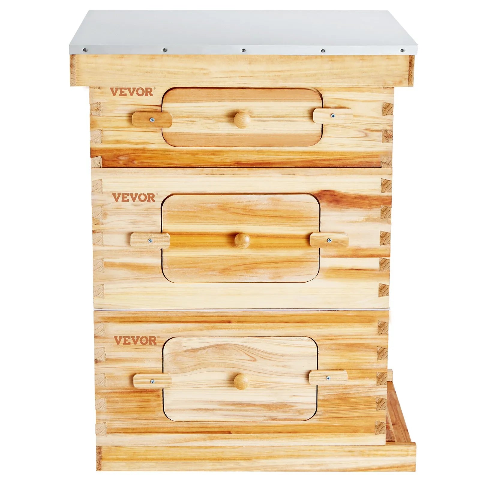 VEVOR Bee Hive 30 Frame Bee Hives Starter Kit, Beeswax Coated Fir Wood, 2 Deep + 1 Medium Bee Boxes Langstroth Beehive Kit, Transparent Acrylic Windows with Foundations for Beginners Pro Beekeepers
