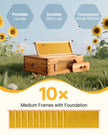 VEVOR Bee Hive Medium Box Starter Kit, 100% Beeswax Coated Natural Cedar Wood, Langstroth Beehive Kit with 10 Frames and Foundations, Transparent Acrylic Bee Windows for Beginners and Pro Beekeepers