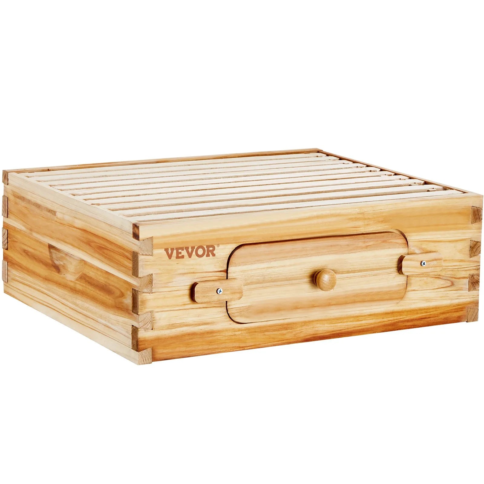 VEVOR Bee Hive Medium Box Starter Kit, 100% Beeswax Coated Natural Cedar Wood, Langstroth Beehive Kit with 10 Frames and Foundations, Transparent Acrylic Bee Windows for Beginners and Pro Beekeepers