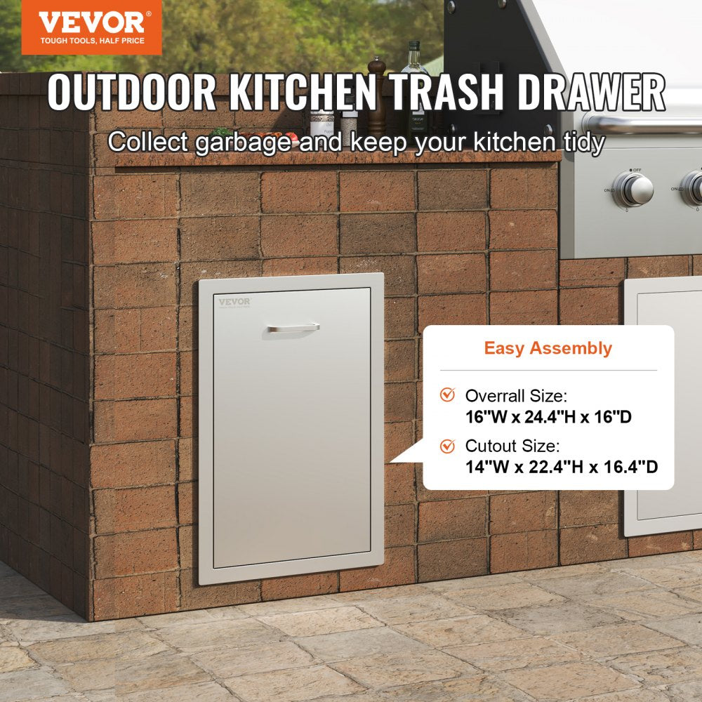 VEVOR Outdoor Kitchen Propane Tank Drawer 16Wx22Hx16D Inch BBQ Propane Drawer with Handle Stainless Steel Propane Tank Drawer for Outdoor Kitchen