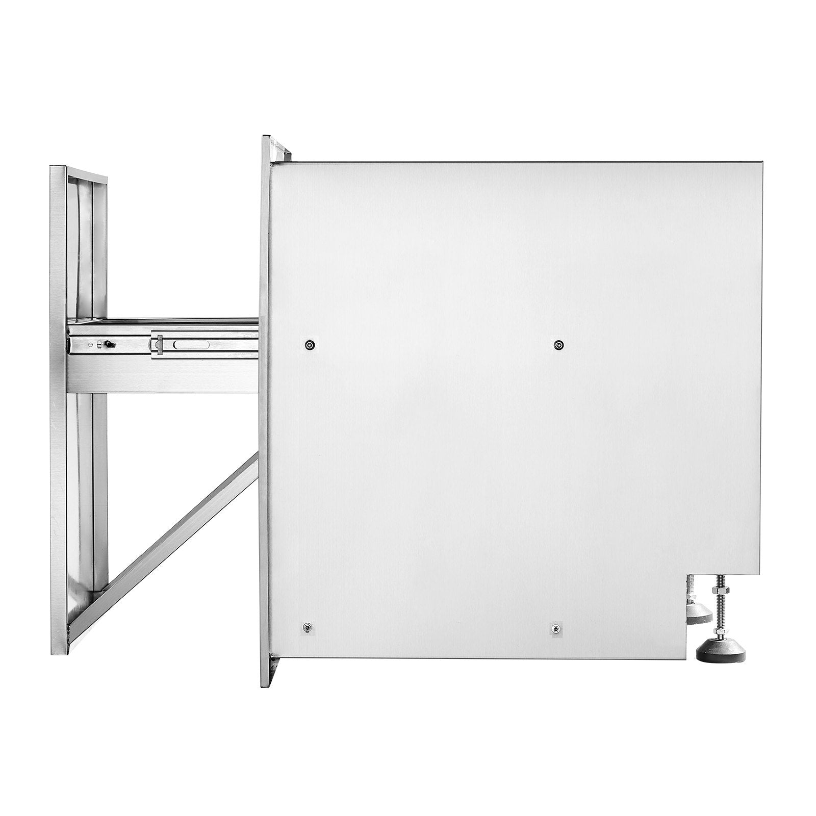 VEVOR Pull Out Trash Drawer 17.7x22.8 Inch Raised Style Trash Bin with Pull-Out Tray Stainless Steel Trash Drawer with Handle for Outdoor Kitchen BBQ Island