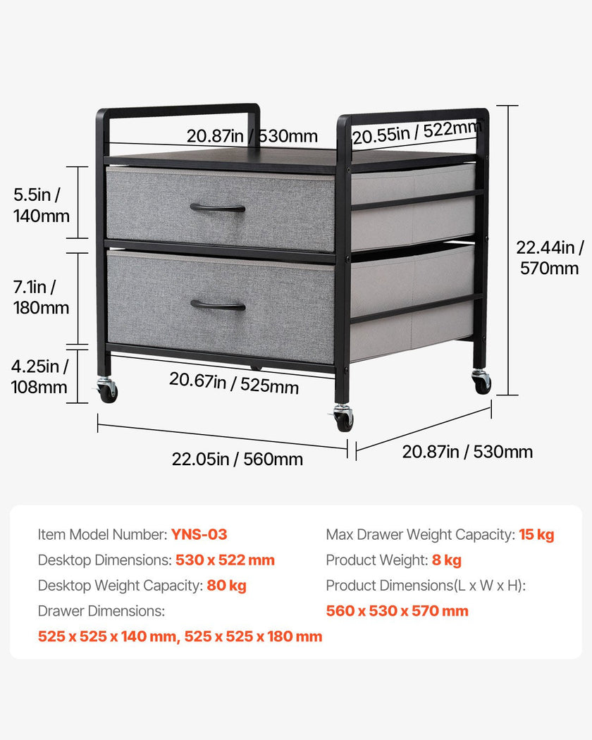 VEVOR Mini Fridge Stand with Storage 176 lbs Gray Mini Fridge Table 2 Drawers
