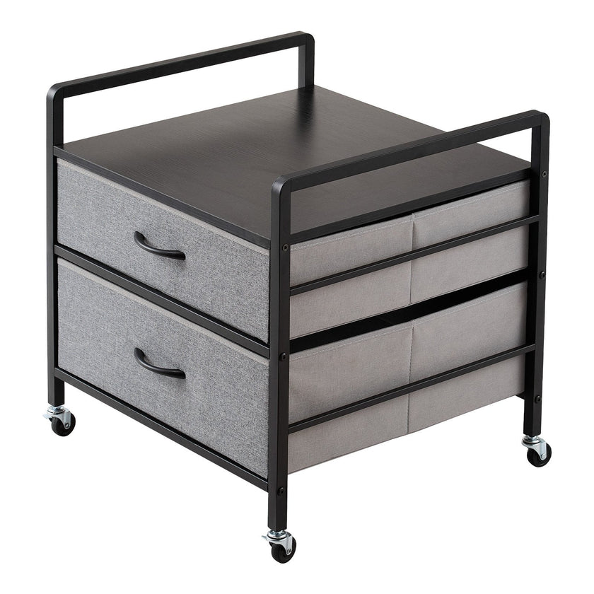 VEVOR Mini Fridge Stand with Storage 176 lbs Gray Mini Fridge Table 2 Drawers