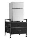 VEVOR Mini Fridge Stand with Storage 176 lbs Black Mini Fridge Table 2 Drawers