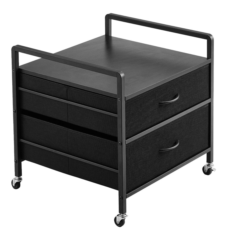VEVOR Mini Fridge Stand with Storage 176 lbs Black Mini Fridge Table 2 Drawers