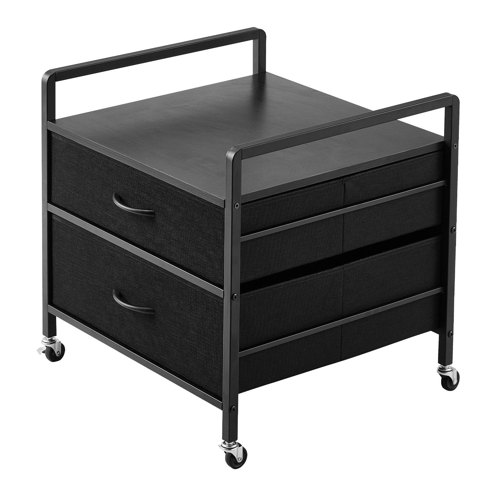 VEVOR Mini Fridge Stand with Storage 176 lbs Black Mini Fridge Table 2 Drawers