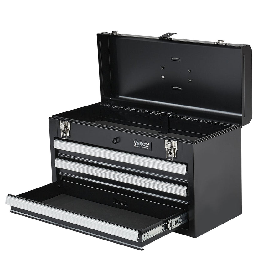 VEVOR Tool Box 20.5-inch Portable Metal Tool Box with 3 Drawers Tool Organizer