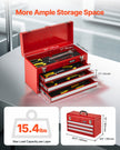 VEVOR Tool Box 20.5-inch Portable Metal Tool Box 3 Drawers Tool Organizer Red