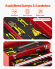 VEVOR Tool Box 20.5-inch Portable Metal Tool Box 3 Drawers Tool Organizer Red
