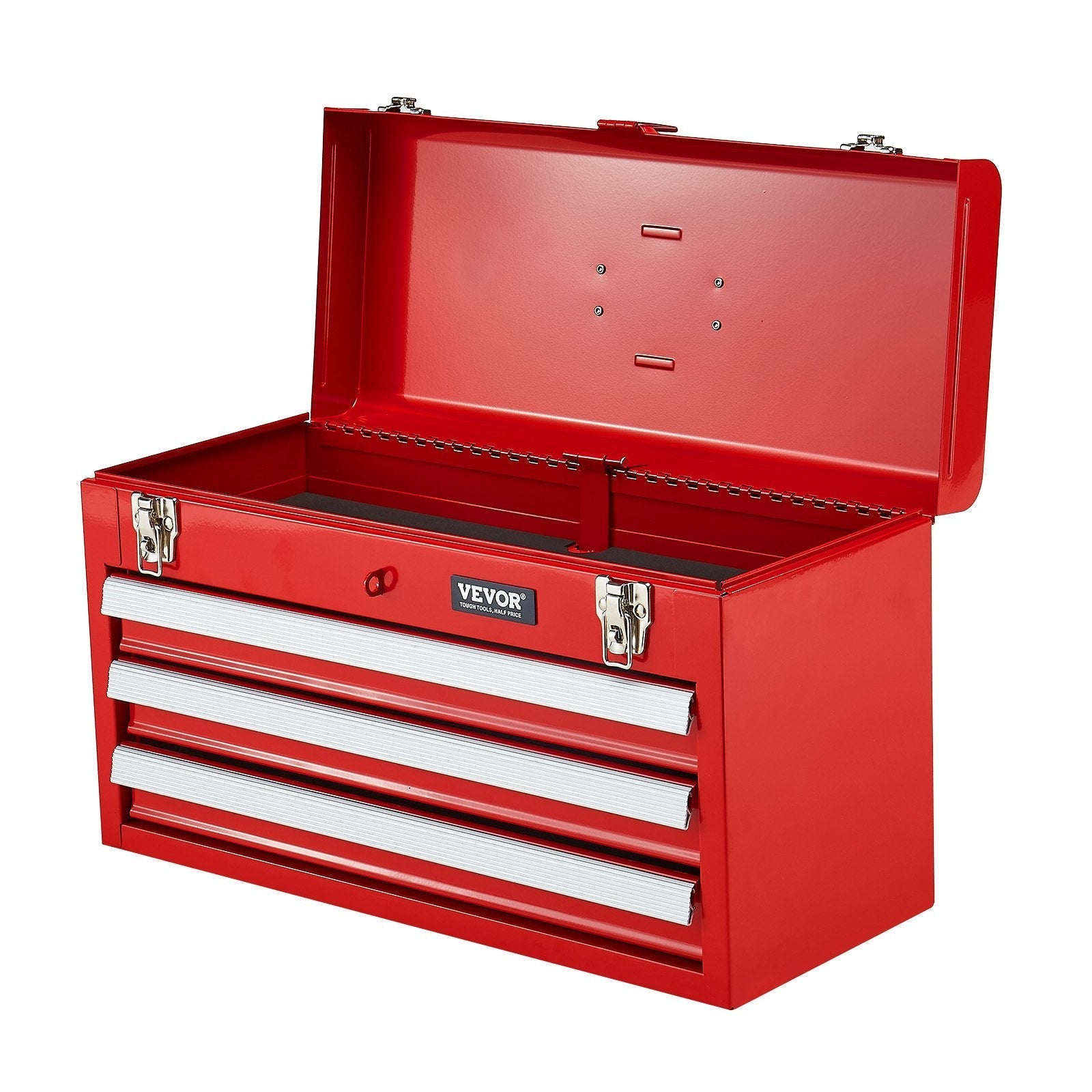 VEVOR Tool Box 20.5-inch Portable Metal Tool Box 3 Drawers Tool Organizer Red
