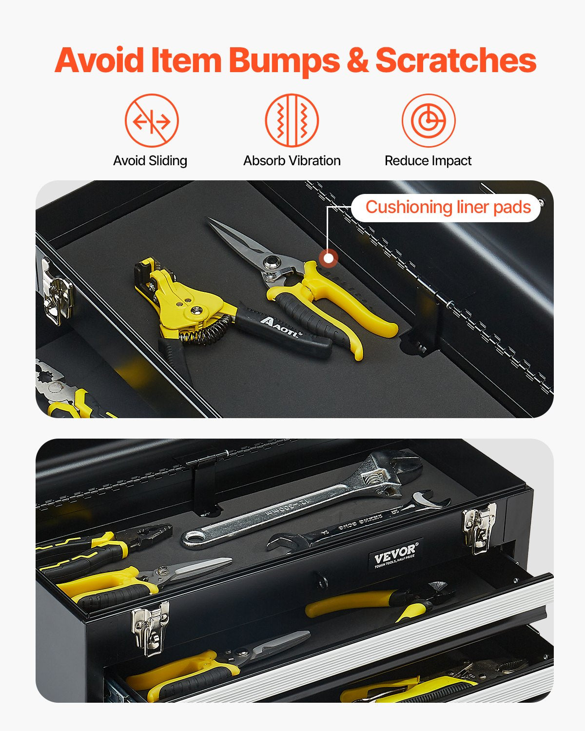 VEVOR Tool Box 20.5-inch Portable Metal Tool Box with 4 Drawers Tool Organizer