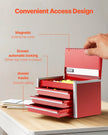 VEVOR Tool Box 8.6-inch Portable Metal Tool Box 3 Drawers Tool Organizer Red