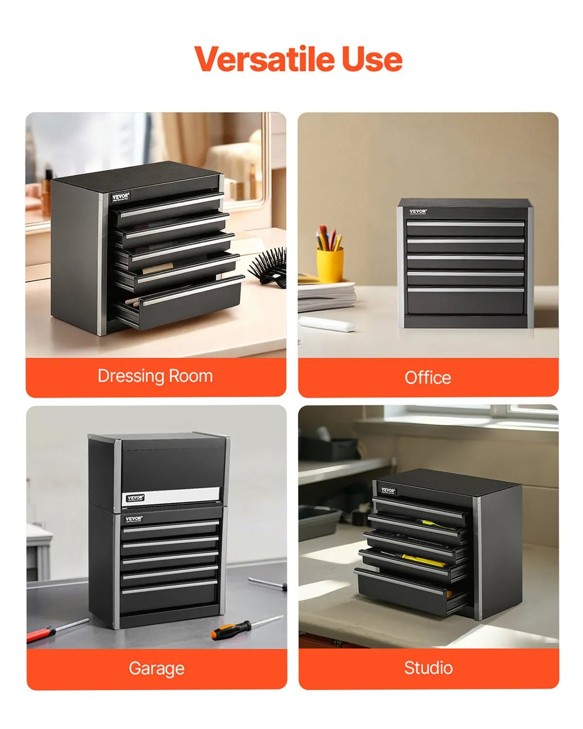 VEVOR Tool Box 8.6-inch Portable Metal Tool Box with 5 Drawers Tool Organizer
