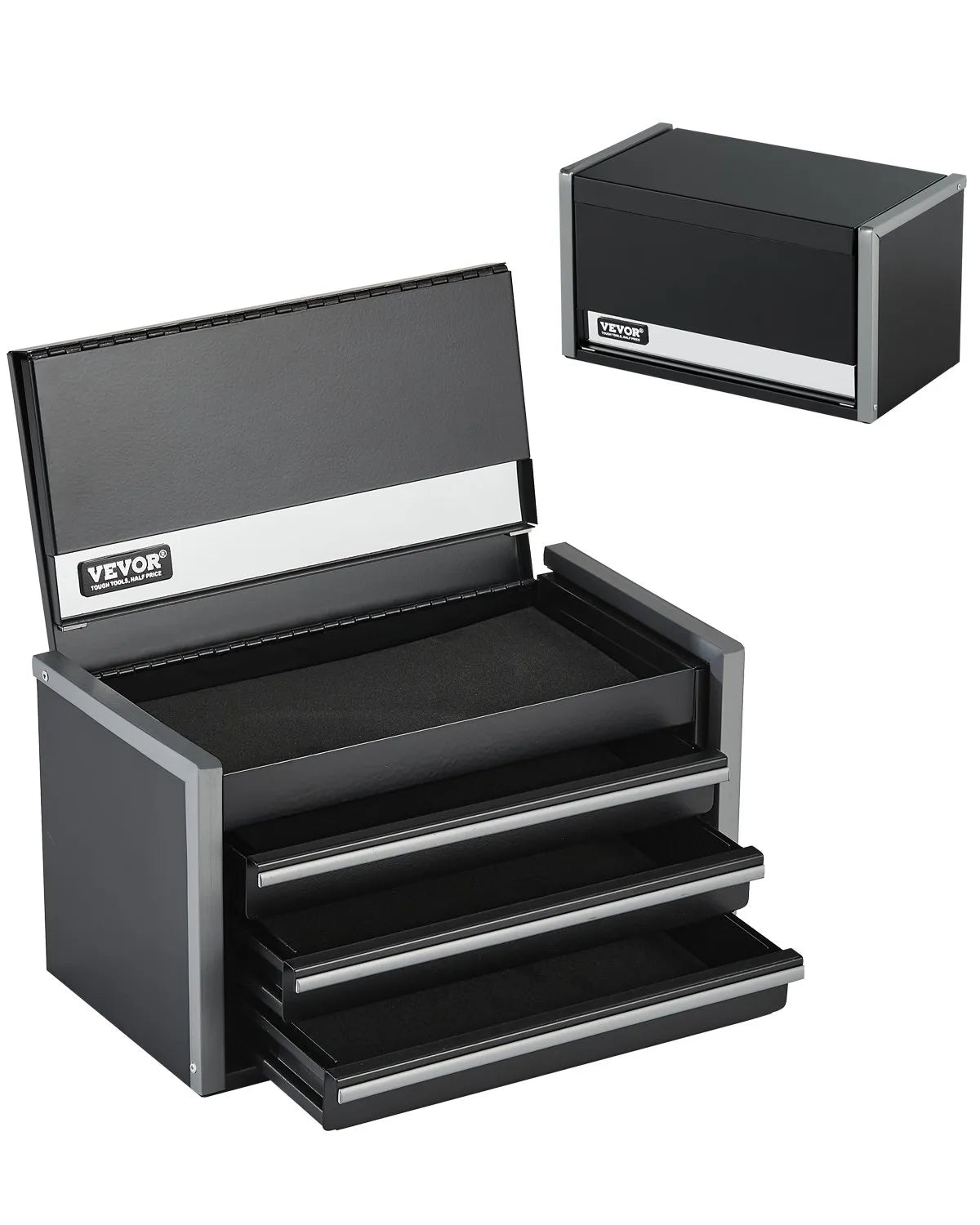 VEVOR Tool Box 8.6-inch Portable Metal Tool Box with 3 Drawers Tool Organizer