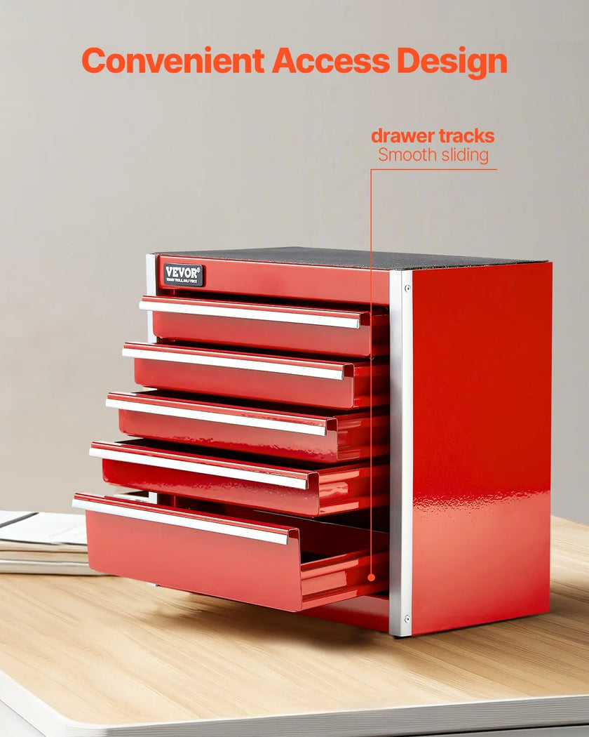 VEVOR Tool Box 8.6-inch Portable Metal Tool Box 5 Drawers Tool Organizer Red