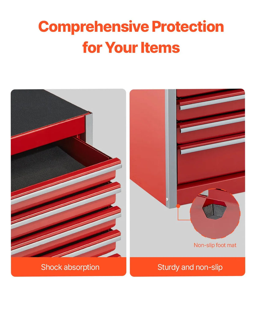 VEVOR Tool Box 8.6-inch Portable Metal Tool Box 5 Drawers Tool Organizer Red