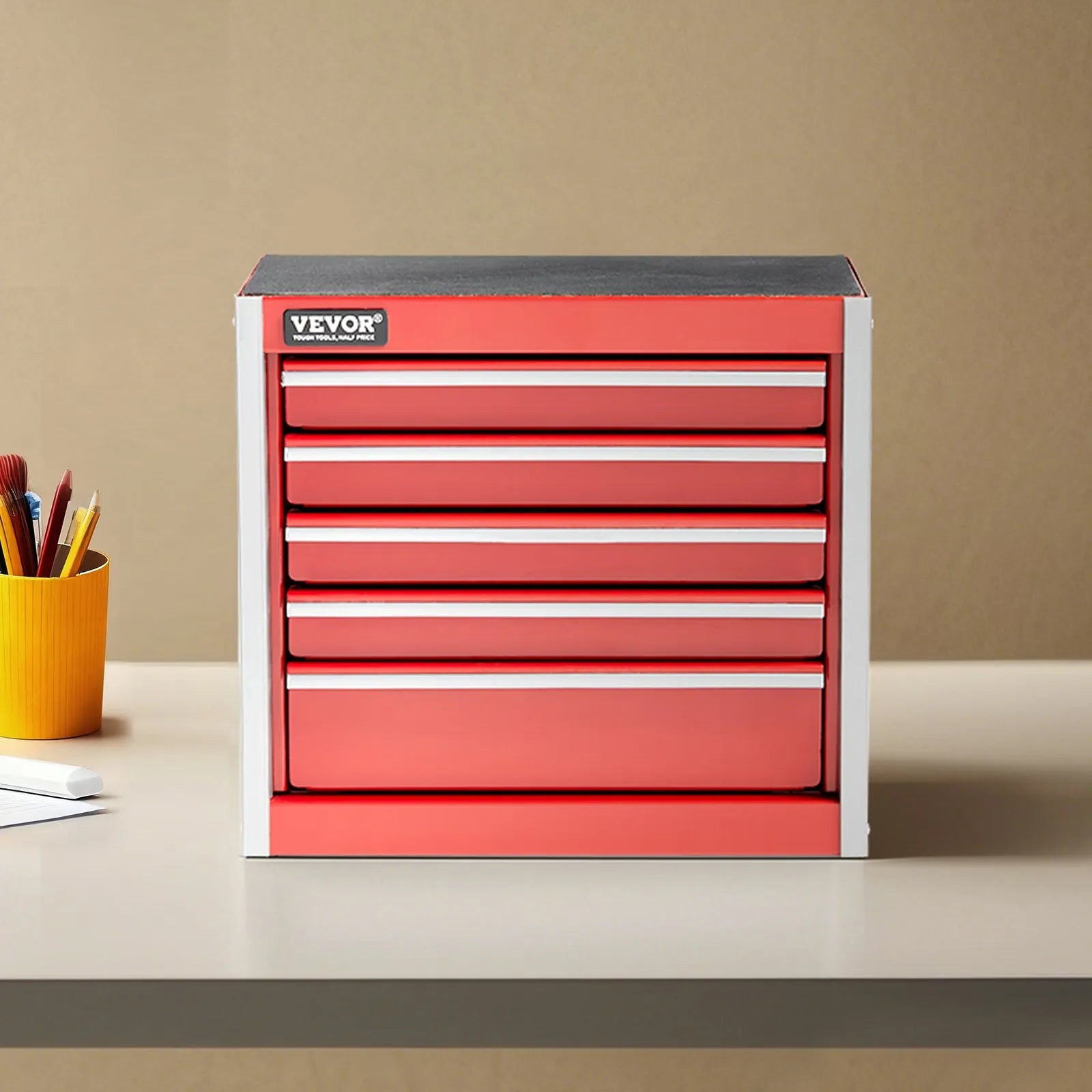 VEVOR Tool Box 8.6-inch Portable Metal Tool Box 5 Drawers Tool Organizer Red