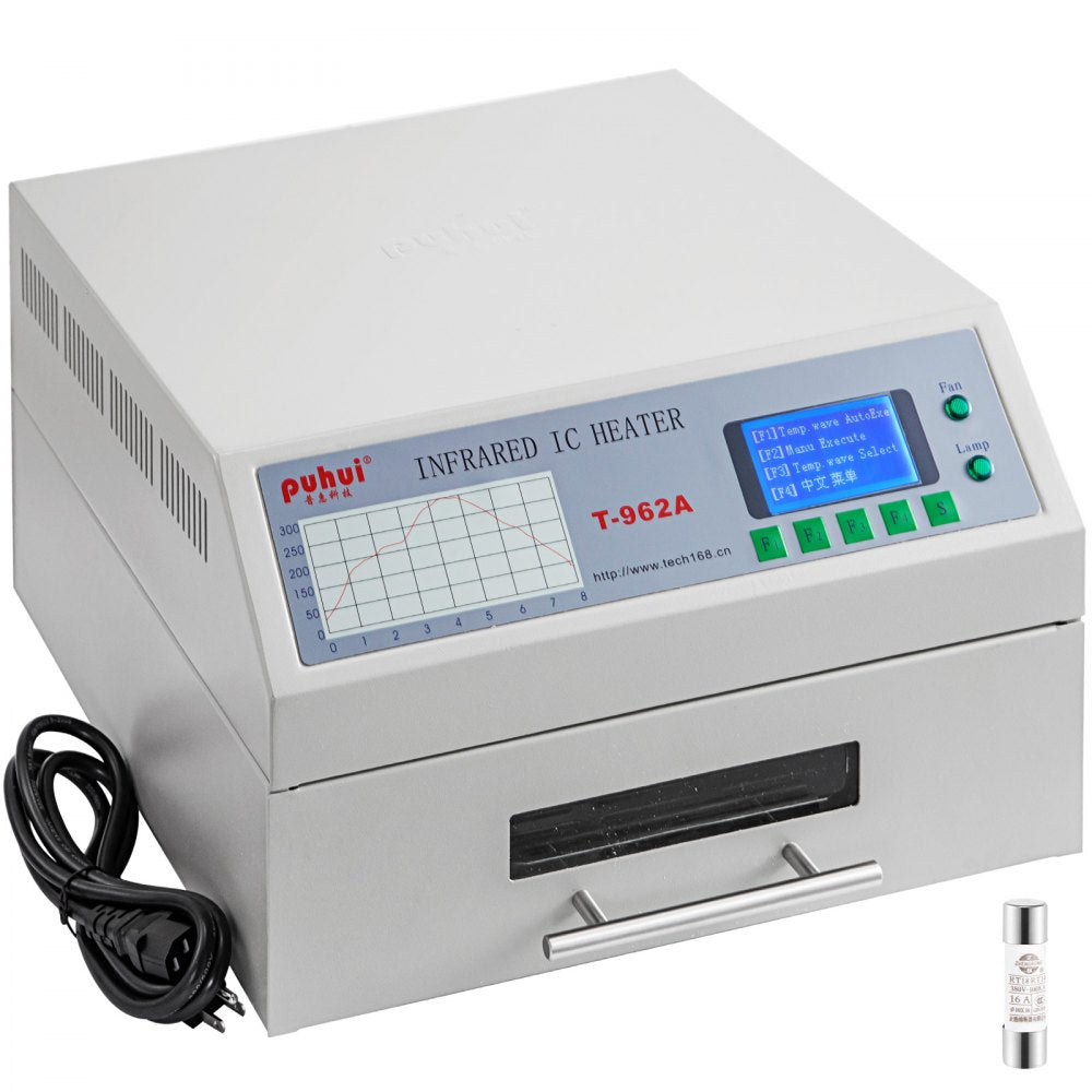 VEVOR Reflow Oven T962A 110V Reflow Soldering Machine 1500W 300 x 320 mm SMD SMT BGA Professional Automatic Infrared Heater Soldering Machine W/Smoke Exhaust Chimney Cooling Efficiency