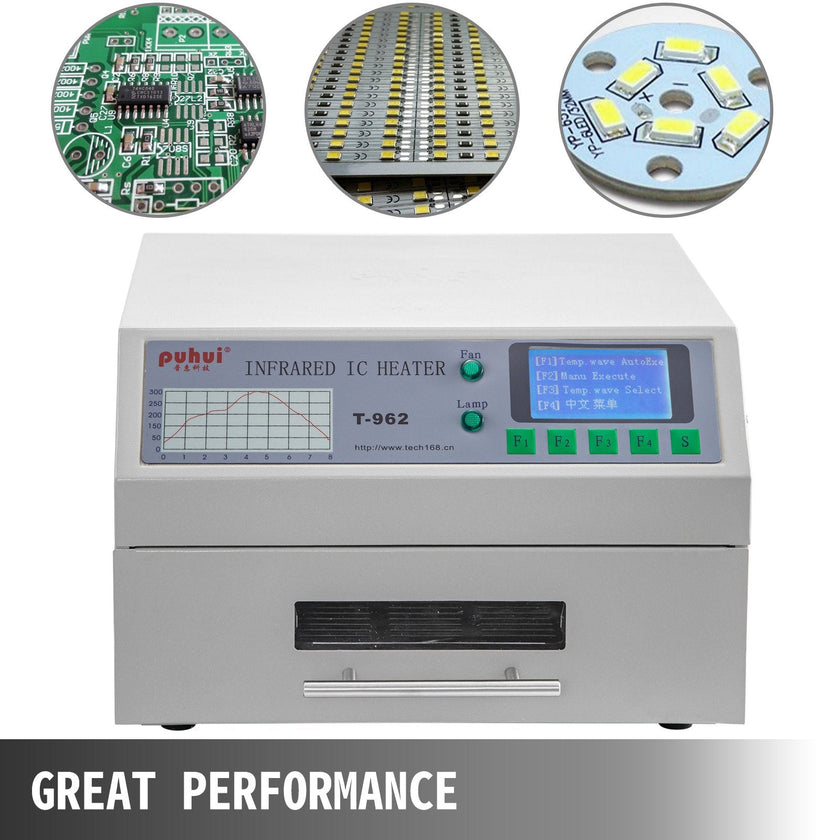 VEVOR Reflow Oven T962 110V Reflow Soldering Machine 800W 180 x 235 mm Professional Infrared Heater Soldering Machine Automatic Reflow Machine (T962 110V)