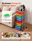 10-Drawer Rolling Storage Cart with Rainbow Drawers & Locking Casters