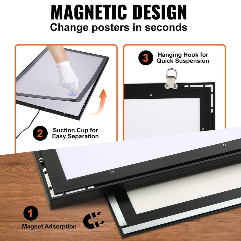 VEVOR LED Poster Frame in Black, 16