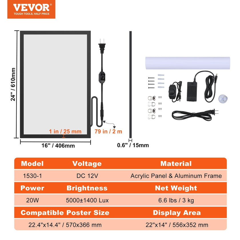 VEVOR LED Poster Frame in Black, 16