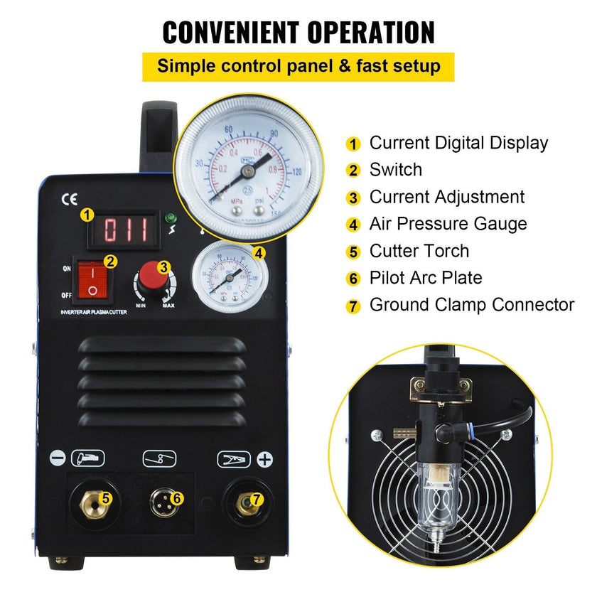 VEVOR Plasma Cutter, CUT-50 Air Inverter Plasma Cutter, 50A Plasma Cutting Machine, Max Cutting Thickness 0.47\