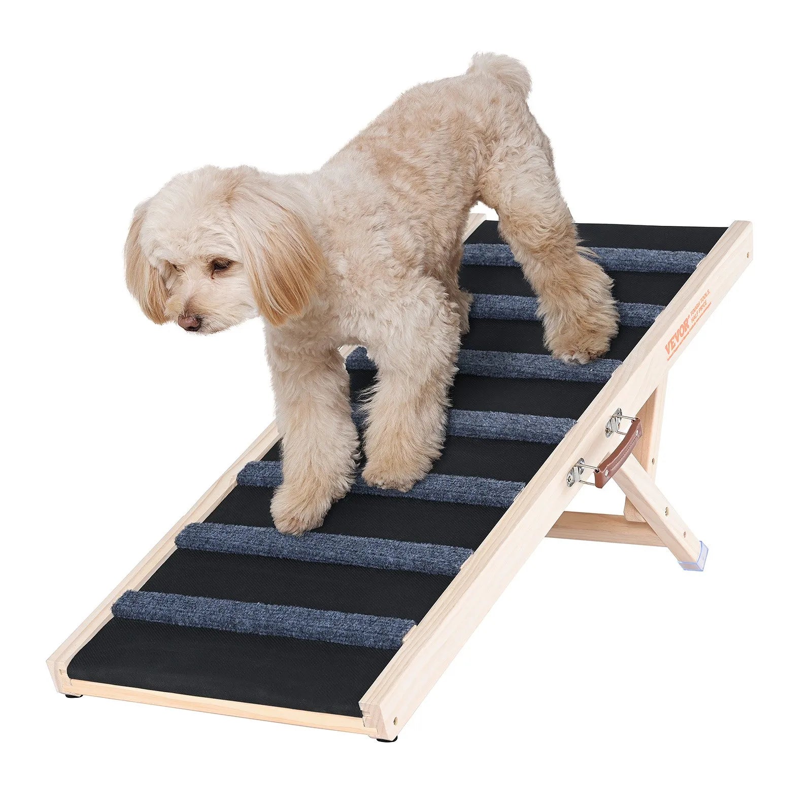 VEVOR Dog Ramp, Folding Pet Ramp for Bed, Adjustable Dog Ramp for Small, Large, Old Dogs & Cats, Wooden Pet Ramp with 39.3