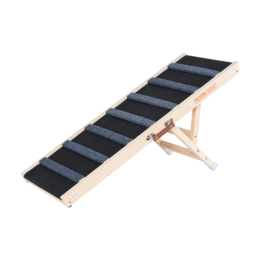 VEVOR Dog Ramp, Folding Pet Ramp for Bed, Adjustable Dog Ramp for Small, Large, Old Dogs & Cats, Wooden Pet Ramp with 39.3