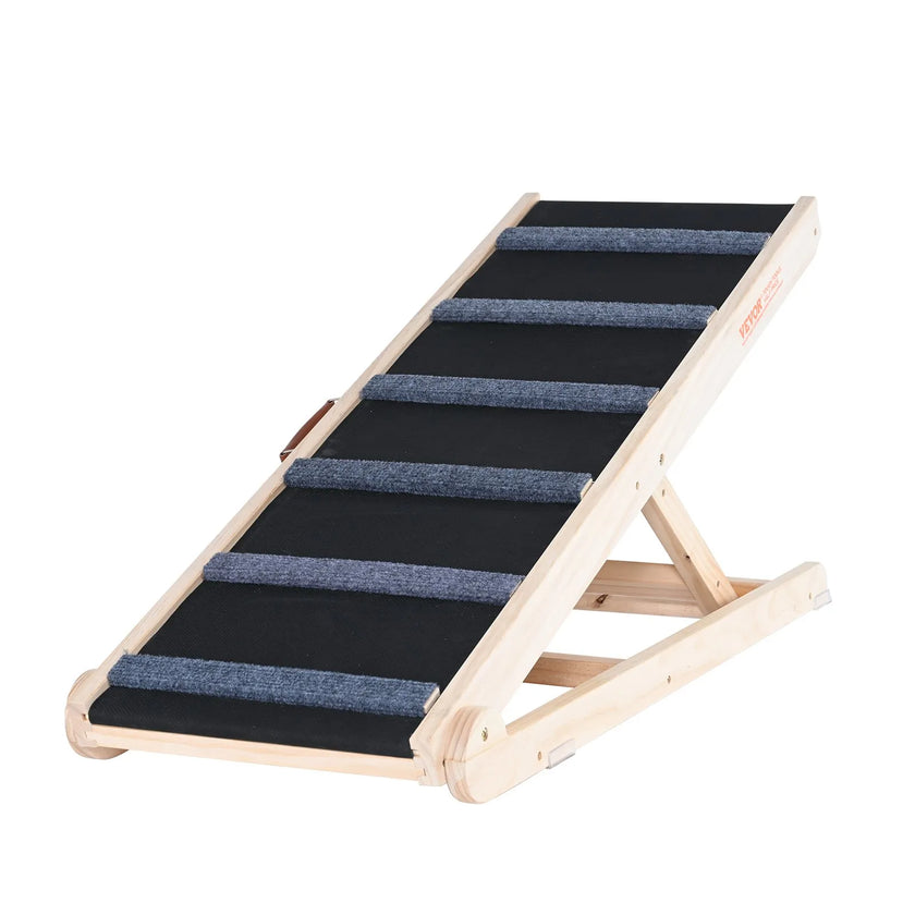 VEVOR Dog Ramp, Folding Pet Ramp for Bed, Adjustable Dog Ramp for Small, Large, Old Dogs & Cats, Wooden Pet Ramp with 41.3