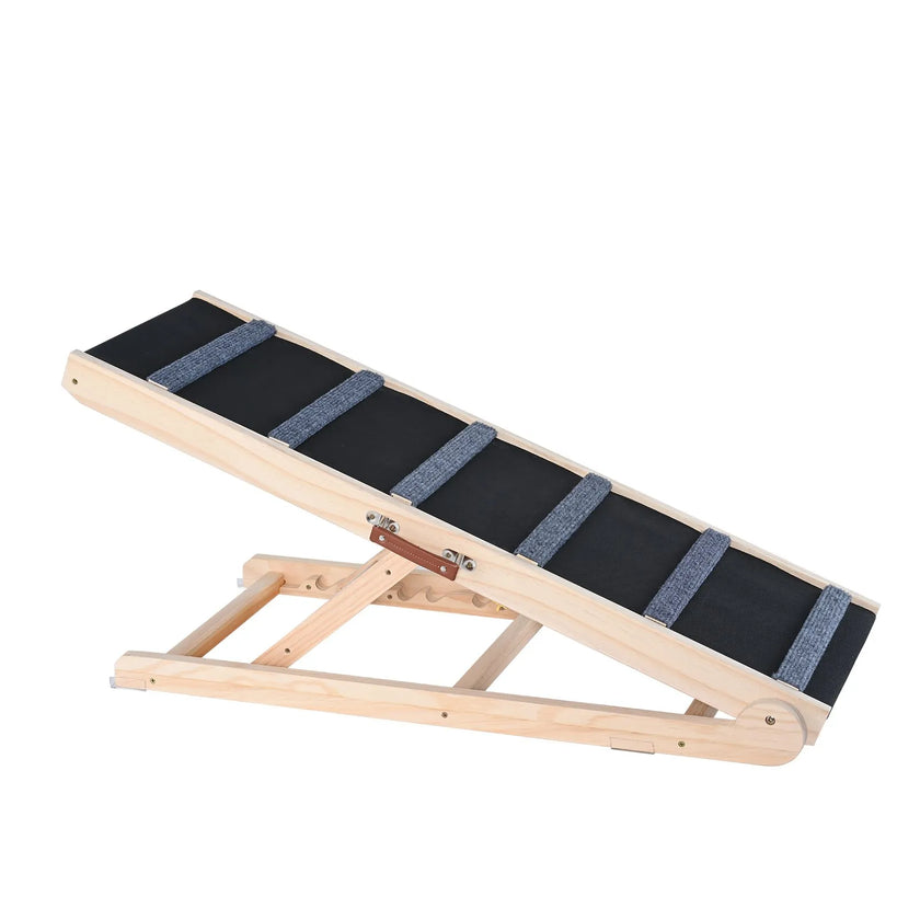 VEVOR Dog Ramp, Folding Pet Ramp for Bed, Adjustable Dog Ramp for Small, Large, Old Dogs & Cats, Wooden Pet Ramp with 41.3