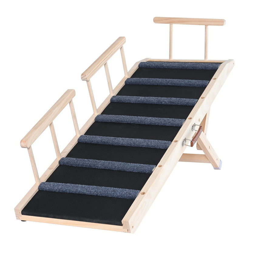 VEVOR Dog Ramp, Folding Pet Ramp for Bed, Adjustable Dog Ramp for Small, Large, Old Dogs & Cats, Wooden Pet Ramp with 47.2