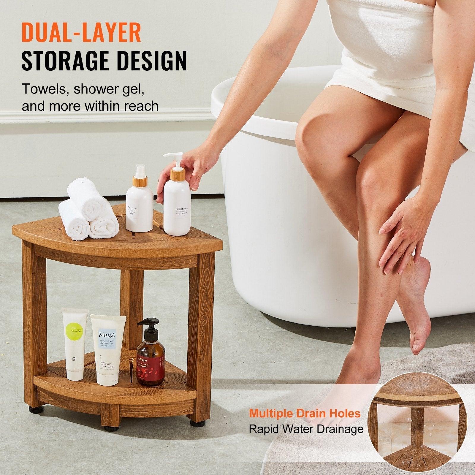 VEVOR Corner Shower Bench, 16.5