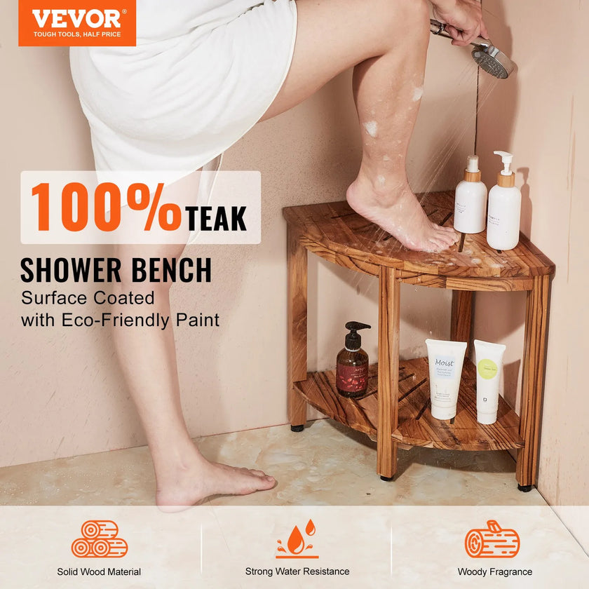 VEVOR Corner Teak Shower Bench 18.5
