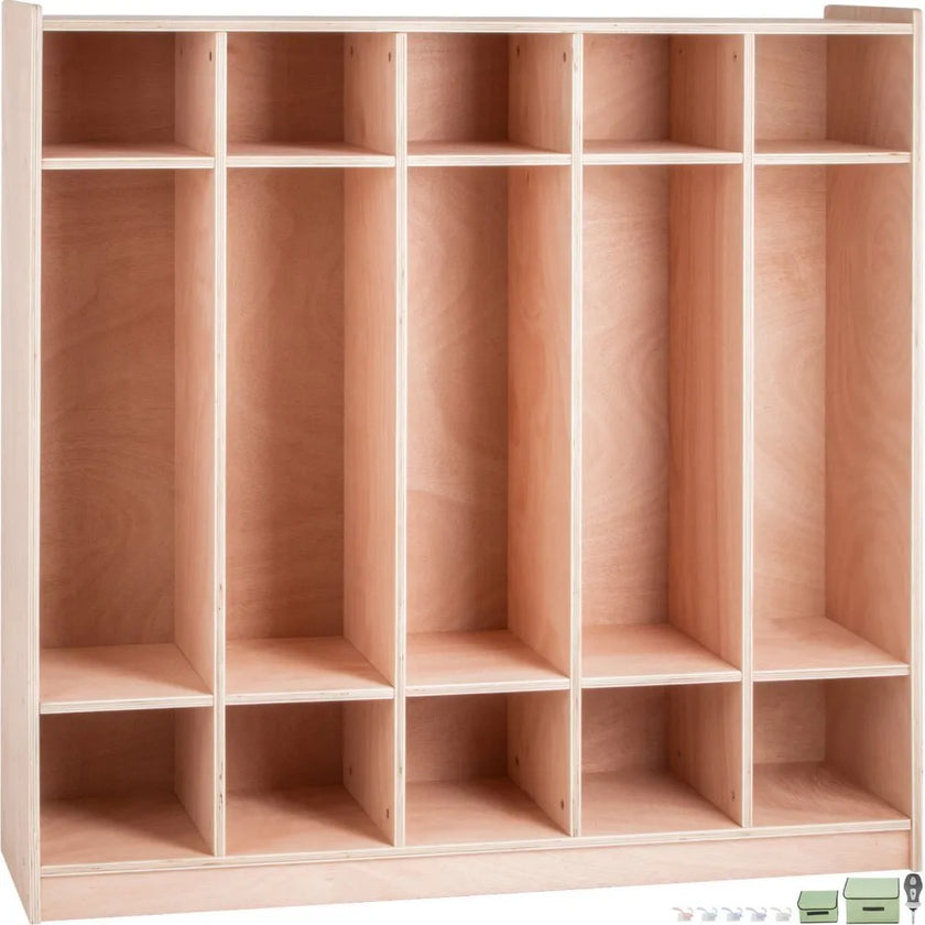 VEVOR Preschool Cubby Lockers 5-Section Plywood Birch Coat Locker 15MM Thickness Kids Locker for Home 48.4 Inch High Durable Classroom Lockers for Toddlers and Kids Commercial or Personal Use