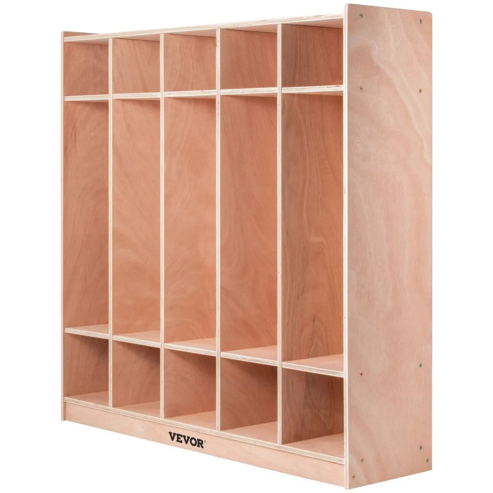 VEVOR Preschool Cubby Lockers 5-Section Plywood Birch Coat Locker 15MM Thickness Kids Locker for Home 48.4 Inch High Durable Classroom Lockers for Toddlers and Kids Commercial or Personal Use