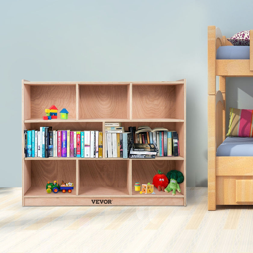 VEVOR Classroom Storage Cabinet Plywood 8-Section Preschool Storage Shelves 36 Inch High Classroom Cabinet Storage with Casters