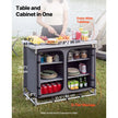 VEVOR Portable Camping Storage Cabinet & Outdoor Kitchen Table with 6 Shelves and Carry Bag
