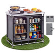 VEVOR Portable Camping Storage Cabinet & Outdoor Kitchen Table with 6 Shelves and Carry Bag