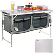VEVOR Camping Kitchen Table, Quick set-up Folding Camping Table, 3 Adjustable Heights, MDF Camping Table, Ideal for Outdoor Picnics, BBQs, Camping, RV Traveling