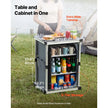 VEVOR Folding Camping Storage Cabinet with 3 Shelves, Portable Outdoor Kitchen Table & Cook Station with Carry Bag