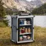 VEVOR Folding Camping Storage Cabinet with 3 Shelves, Portable Outdoor Kitchen Table & Cook Station with Carry Bag