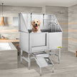 VEVOR 50 Inch Dog Grooming Tub, Professional Stainless Steel Pet Dog Bath Tub, with Steps Faucet & Accessories Dog Washing Station Left Door