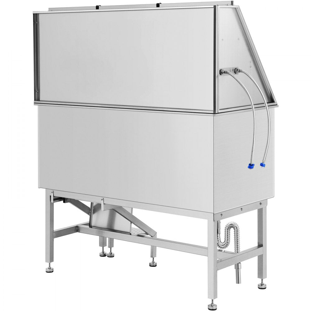 VEVOR 50 Inch Dog Grooming Tub, Professional Stainless Steel Pet Dog Bath Tub, with Steps Faucet & Accessories Dog Washing Station Left Door