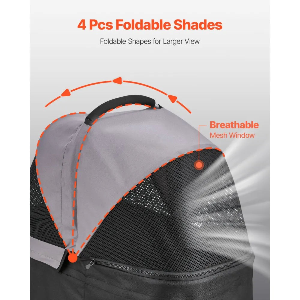 VEVOR Pet Stroller Foldable 4 Wheels Dog Stroller Detachable Carrier up to 35lbs