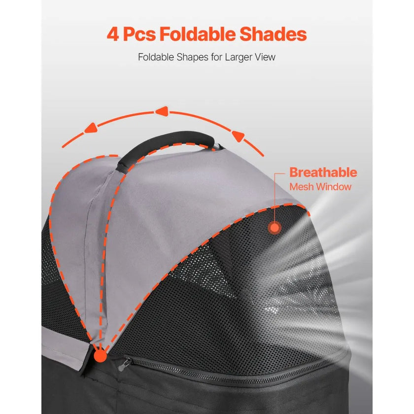 VEVOR Pet Stroller Foldable 4 Wheels Dog Stroller Detachable Carrier up to 35lbs