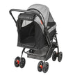 VEVOR Pet Stroller, 4 Wheels Dog Stroller Rotate with Brakes, 44lbs Weight Capacity, Puppy Stroller with Reversible Handlebar, Storage Basket and Zipper, for Dogs and Cats Travel, Black+Grey