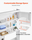 VEVOR Over The Toilet Storage Cabinet, 67.44 in Height Bathroom Storage Organizer with Double Door and Adjustable Shelf, Bathroom Space Saver Organizer Above Toilet with Open Shelf, White