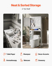 VEVOR Over The Toilet Storage Cabinet, 67.44 in Height Bathroom Storage Organizer with Double Door and Adjustable Shelf, Bathroom Space Saver Organizer Above Toilet with Open Shelf, White
